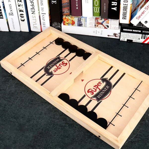 Wooden Sling Puck Game Table Hockey - Image 2