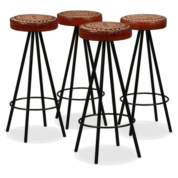 Bar Stools 2 pcs Real Leather - Image 2