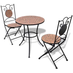 3 Piece Mosaic Bistro Set Ceramic Tile Terracotta
