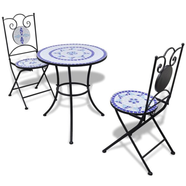 3 Piece Mosaic Bistro Set Ceramic Tile Terracotta - Image 2