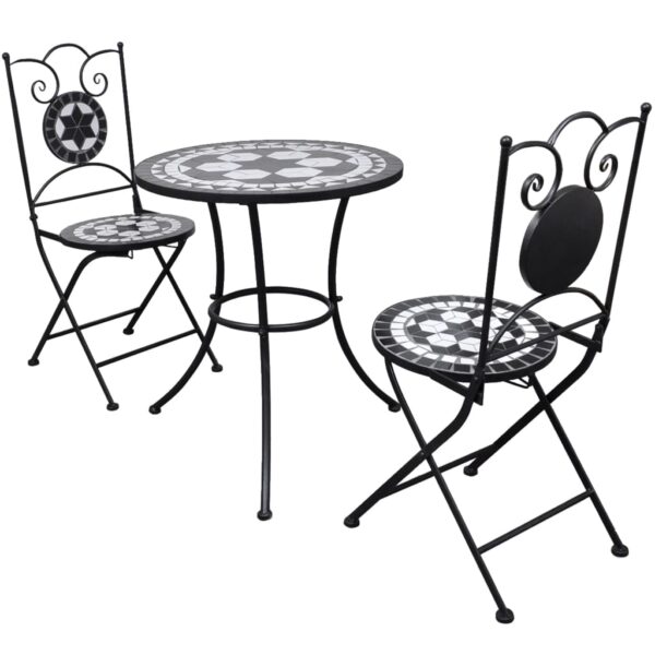3 Piece Mosaic Bistro Set Ceramic Tile Terracotta - Image 3