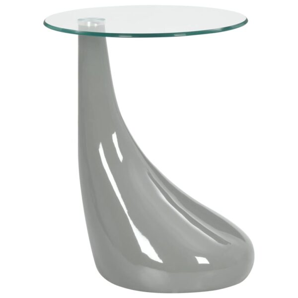 Coffee Table with Round Glass Top High Gloss Gray - Image 5