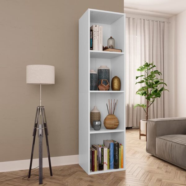 Book Cabinet/TV Cabinet White 14.2"x11.8"x56.3" Chipboard