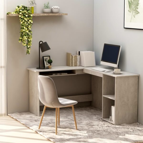 L-Shaped Corner Desk White 47.2"x55.1"x29.5" Chipboard - Image 5