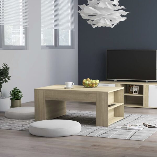 Coffee Table White 39.4"x23.6"x16.5" Chipboard - Image 4