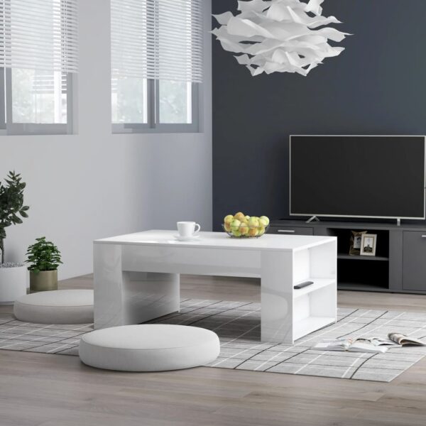 Coffee Table White 39.4"x23.6"x16.5" Chipboard - Image 7