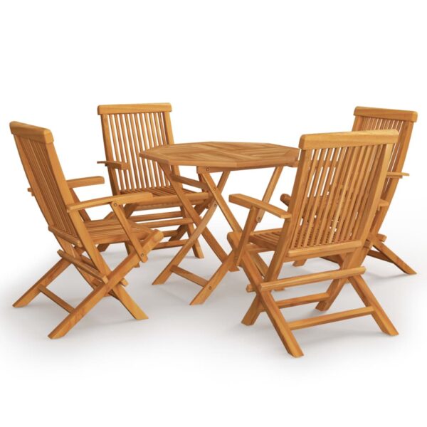 5 Piece Garden Dining Set Solid Teak Wood - Image 2