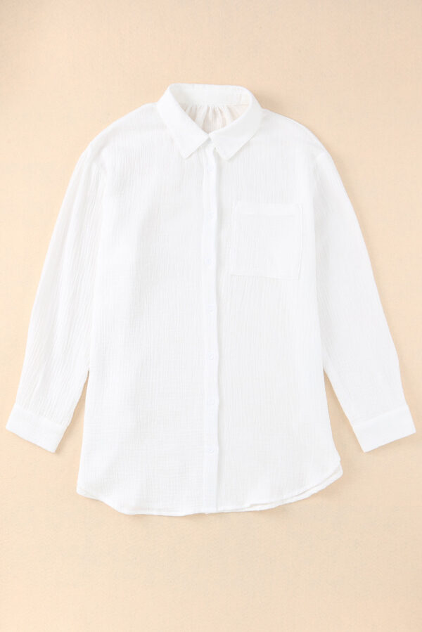 Slit Button Up Long Sleeve Shirt - Image 6