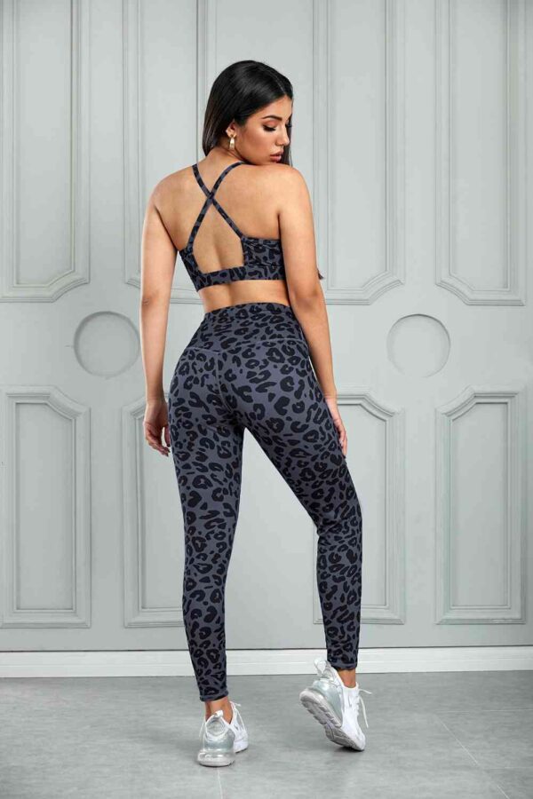 Leopard Cutout Sports Bra and Leggings Set - Image 2