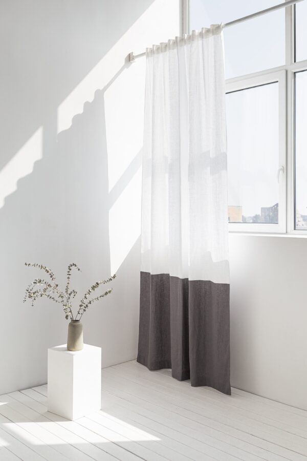 Two-Colored Linen Curtain & Drape with Multifunctional Tape in Snow - Image 9