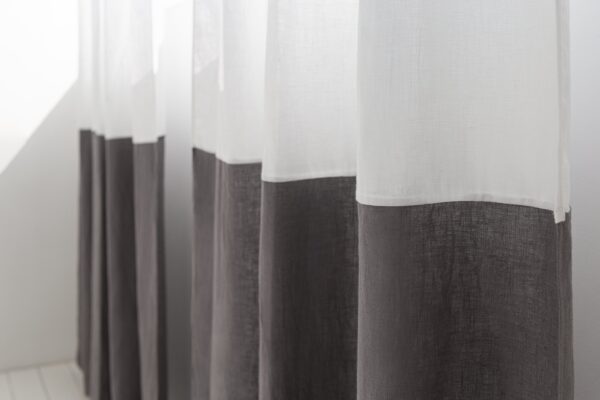 Two-Colored Linen Curtain & Drape with Multifunctional Tape in Snow - Image 8