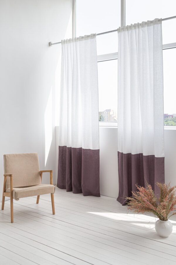 Two-Colored Linen Curtain & Drape with Multifunctional Tape in Snow - Image 6