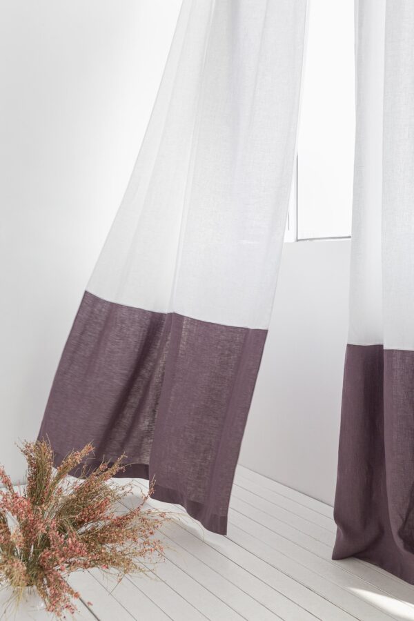 Two-Colored Linen Curtain & Drape with Multifunctional Tape in Snow - Image 7