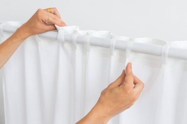 Two-Colored Linen Curtain & Drape with Multifunctional Tape in Snow - Image 3