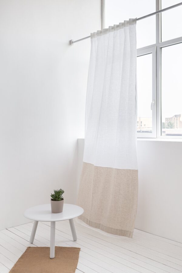 Two-Colored Linen Curtain & Drape with Multifunctional Tape in Snow - Image 2