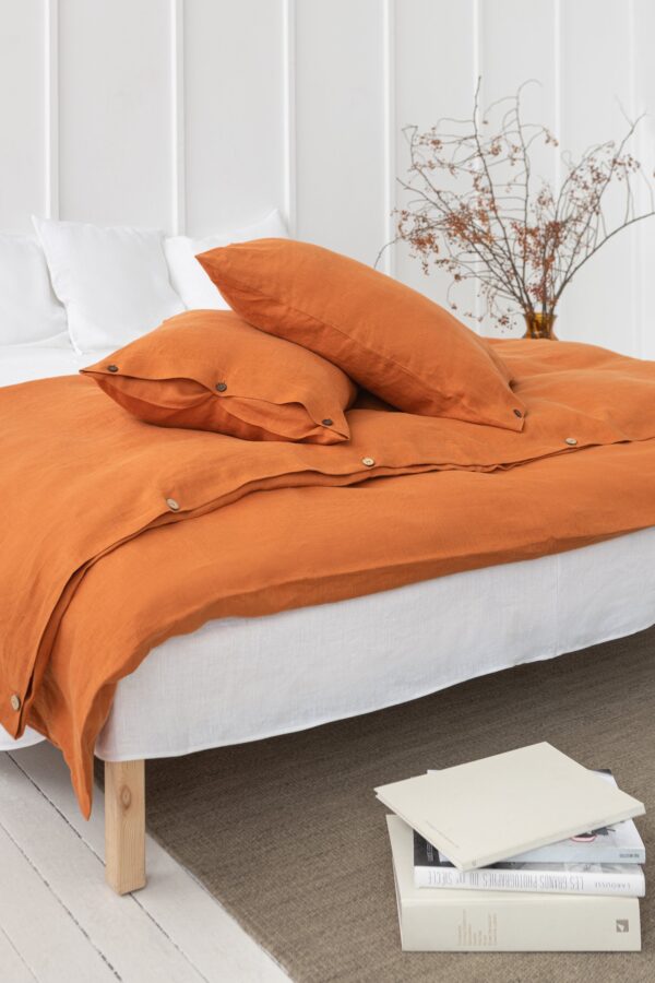 Linen Duvet Cover with Zipper in Grey - Image 5