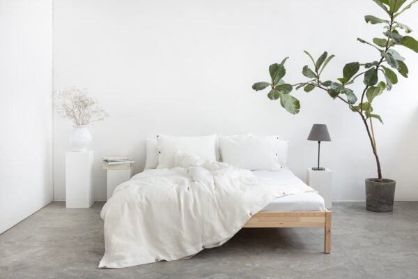 Linen Duvet Cover with Zipper in Grey - Image 3