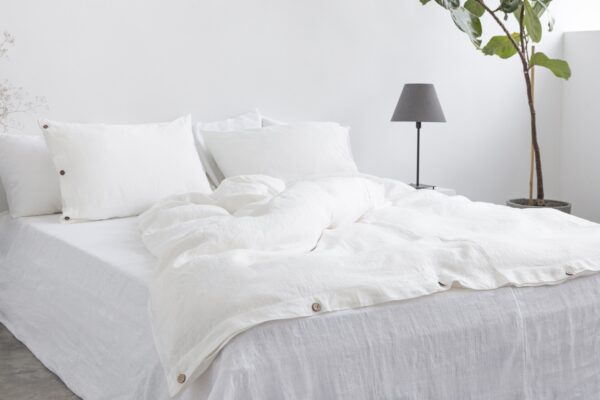 Linen Duvet Cover with Zipper in Grey