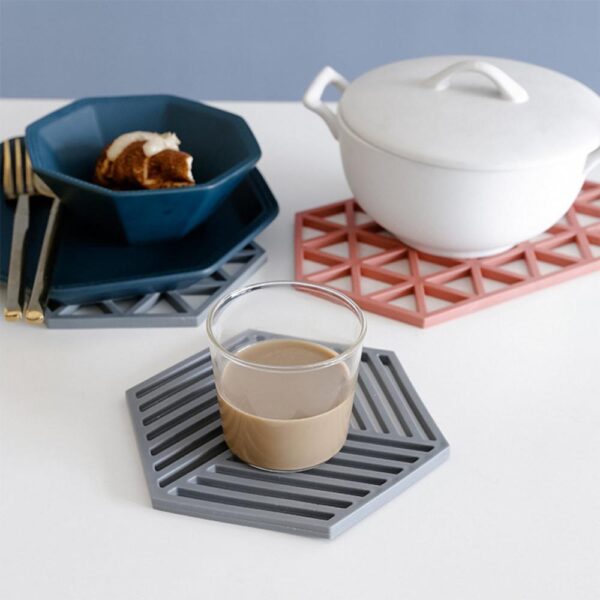 Chic Nordic Silicone Felt Coaster Cup Hexagon Mats Pad Heat insulated