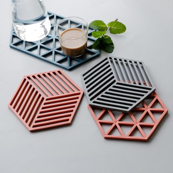 Chic Nordic Silicone Felt Coaster Cup Hexagon Mats Pad Heat insulated - Image 2