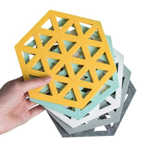 Chic Nordic Silicone Felt Coaster Cup Hexagon Mats Pad Heat insulated - Image 4