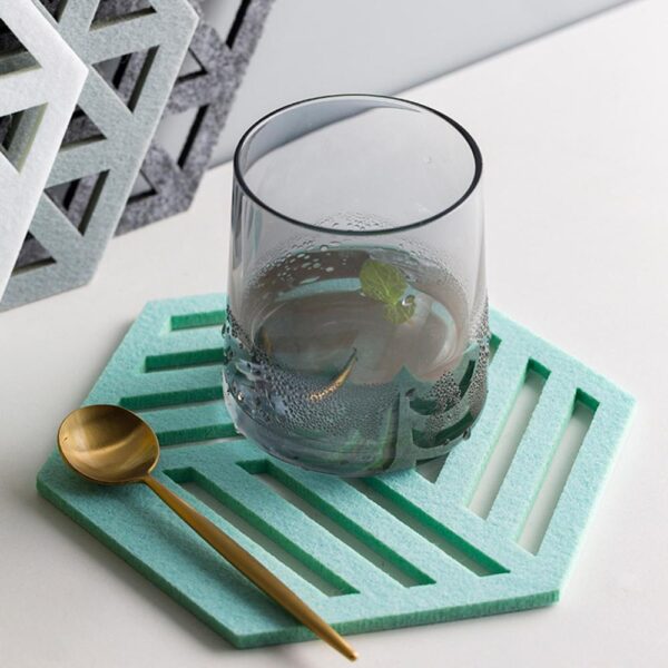 Chic Nordic Silicone Felt Coaster Cup Hexagon Mats Pad Heat insulated - Image 6