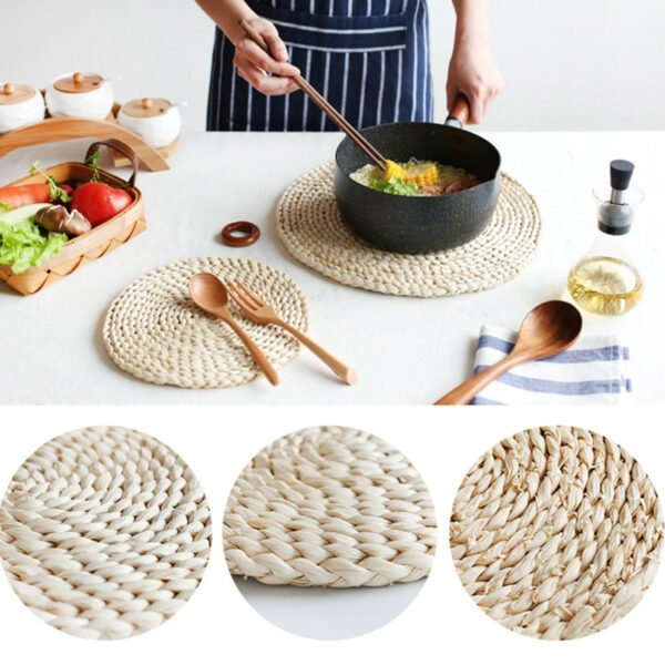 Corn fur woven Dining Placemat Heat Insulation Pot Holder Round - Image 2