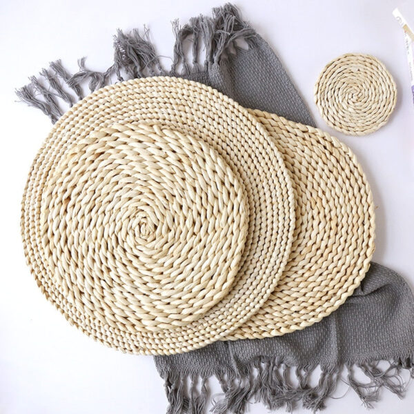 Corn fur woven Dining Placemat Heat Insulation Pot Holder Round - Image 4
