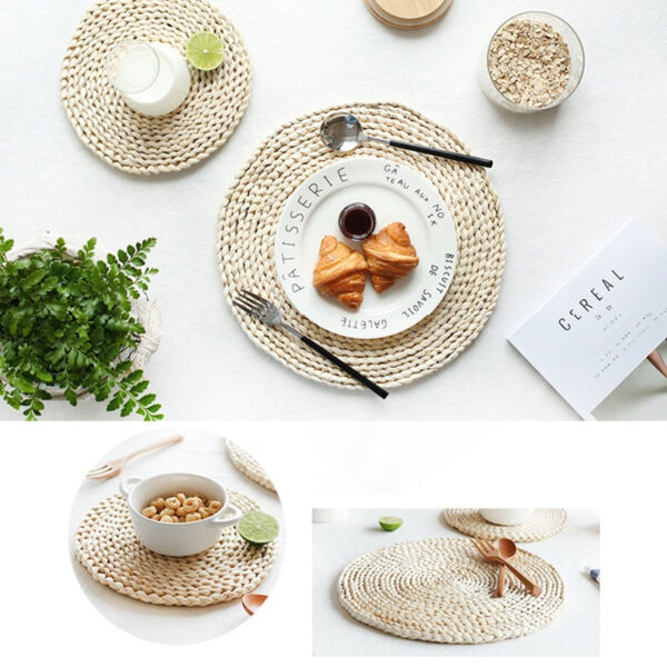 Corn fur woven Dining Placemat Heat Insulation Pot Holder Round - Image 3