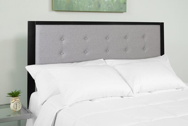 Bristol Metal Tufted Upholstered King Size Headboard in Light Gray - Image 2