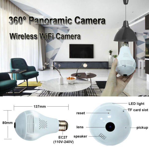 Fisheye Mini WiFi Bulb Security Camera - Image 6