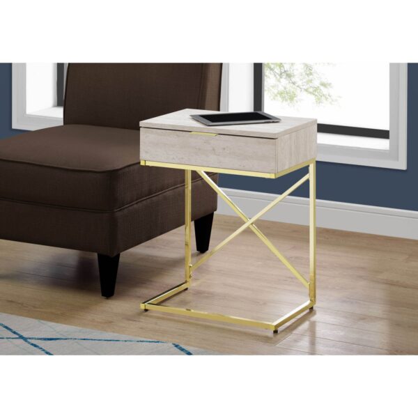 Monarch Specialties I Accent, END Table, Night Stand, BEIGE - Image 2
