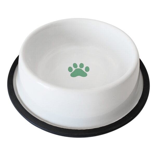 Non Skid White Bowl With Robin Egg Paw Design 16oz