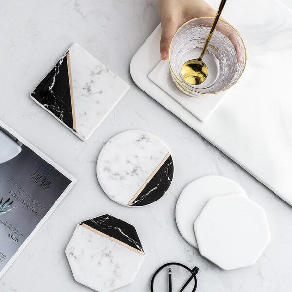 Black and Marble Ceramic Coaster - Image 3