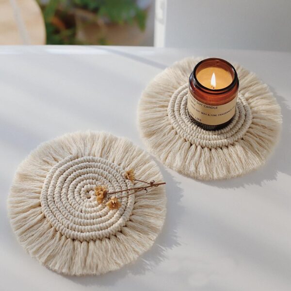 Northern Europe Macrame Cup Pad Bohemia Tablecloth Table Mat Pure