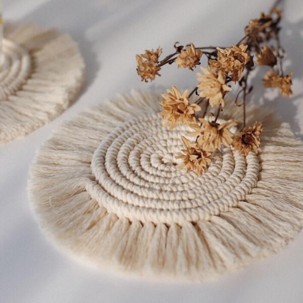 Northern Europe Macrame Cup Pad Bohemia Tablecloth Table Mat Pure - Image 4