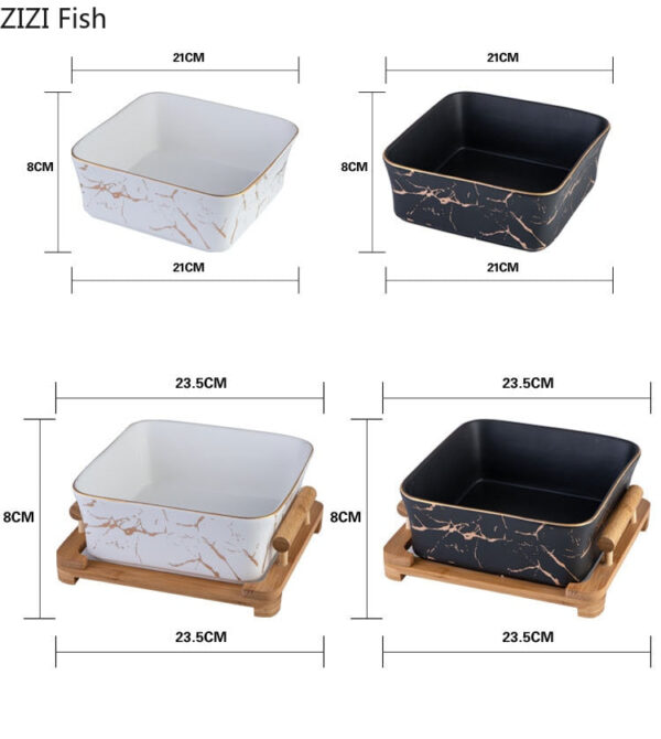 Marble Pattern Bowl and Wooden Tray - Image 6