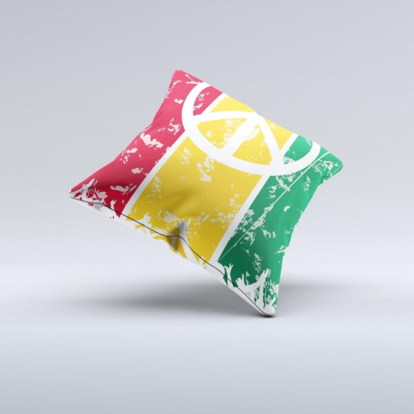 Red, Yellow & Green Layered Peace  Ink-Fuzed Decorative Throw Pillow - Image 2