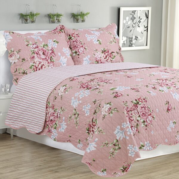 Melissa - 3 Piece Quilt Set - Warm Pink