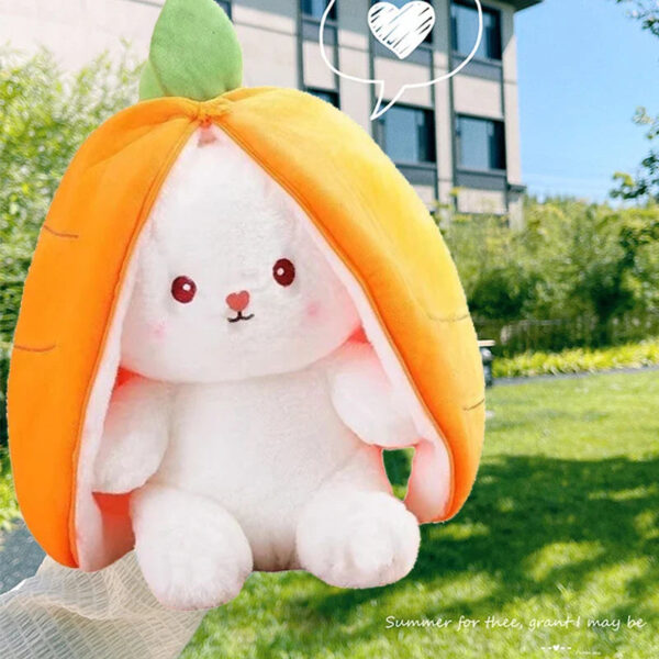 Large Reversible Carrot Rabbit & Strawberry Bunny Plush Pillow - Image 6