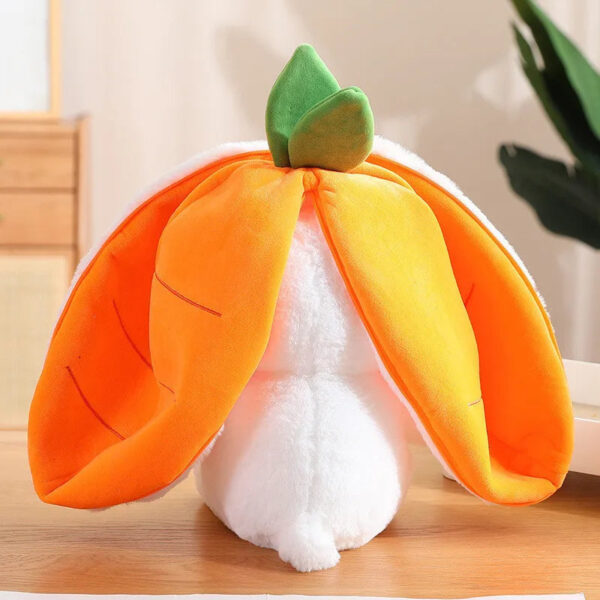 Large Reversible Carrot Rabbit & Strawberry Bunny Plush Pillow - Image 2