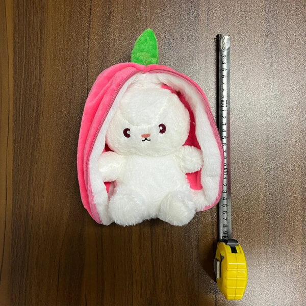 Large Reversible Carrot Rabbit & Strawberry Bunny Plush Pillow - Image 3
