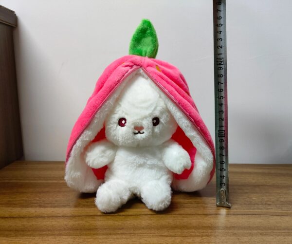 Large Reversible Carrot Rabbit & Strawberry Bunny Plush Pillow - Image 4