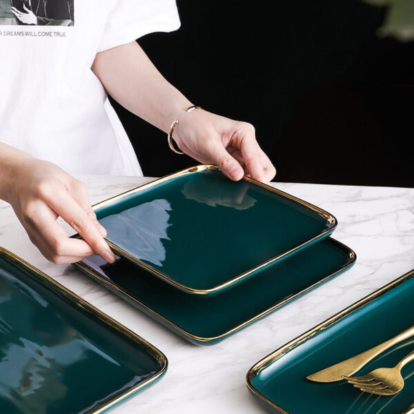 Green Ceramic Dinnerware Set - Image 4