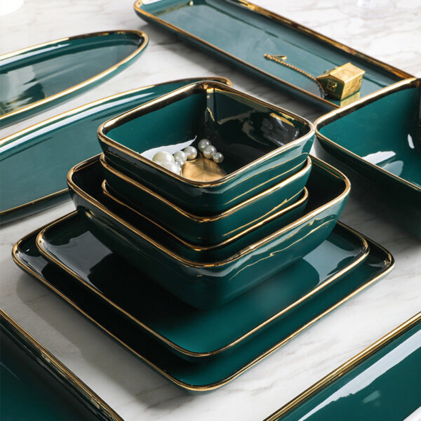 Green Ceramic Dinnerware Set - Image 2