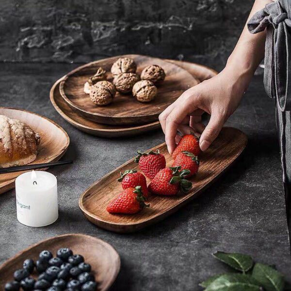 Whole Wood lovesickness Wood Irregular Oval Solid Wood Pan Plate Fruit - Image 2