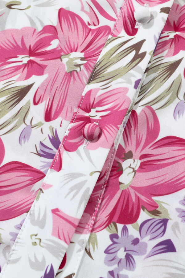Ruffled Smocked Floral Lantern Sleeve Shirt - Image 4