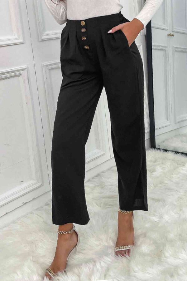 Button Fly Wide Leg Pants - Image 2