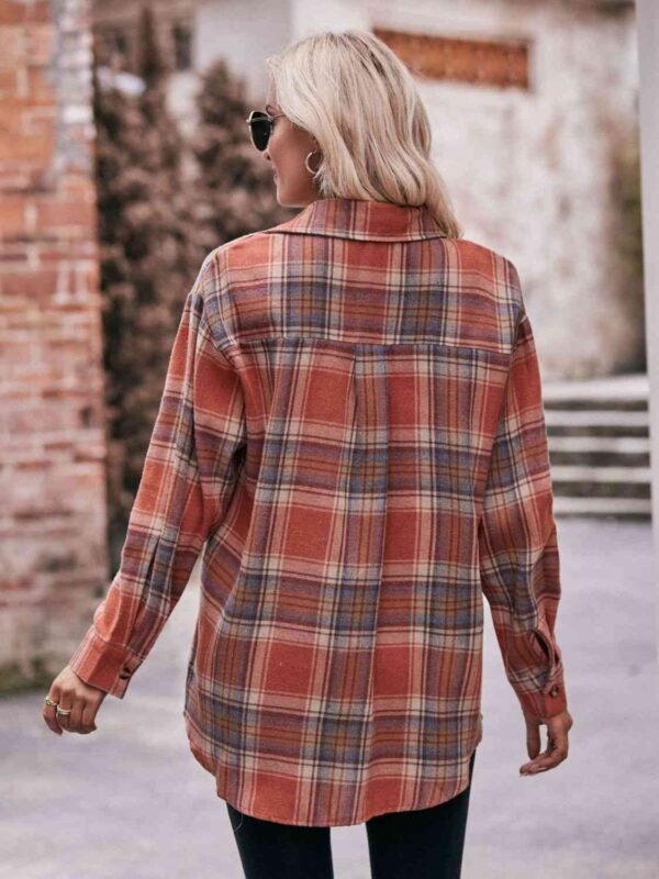 Plaid Dropped Shoulder Longline Shirt - Image 15