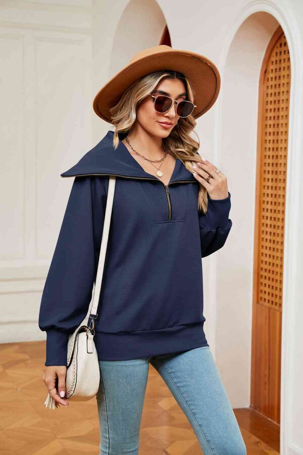 Half-Zip Collared Sweatshirt - Image 3